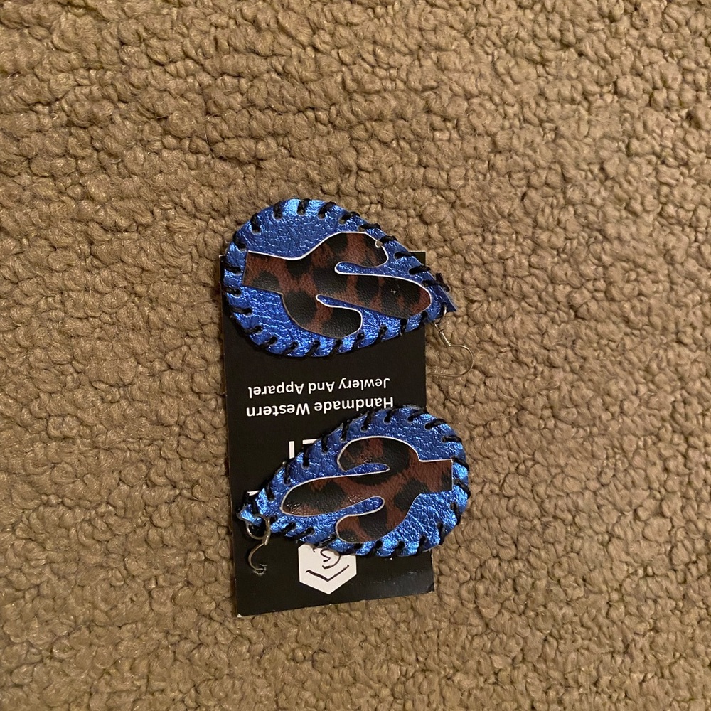 Blue and Brown Teardrop Earrings